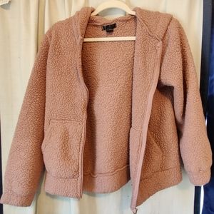 Fuzzy zip-up with hoodie